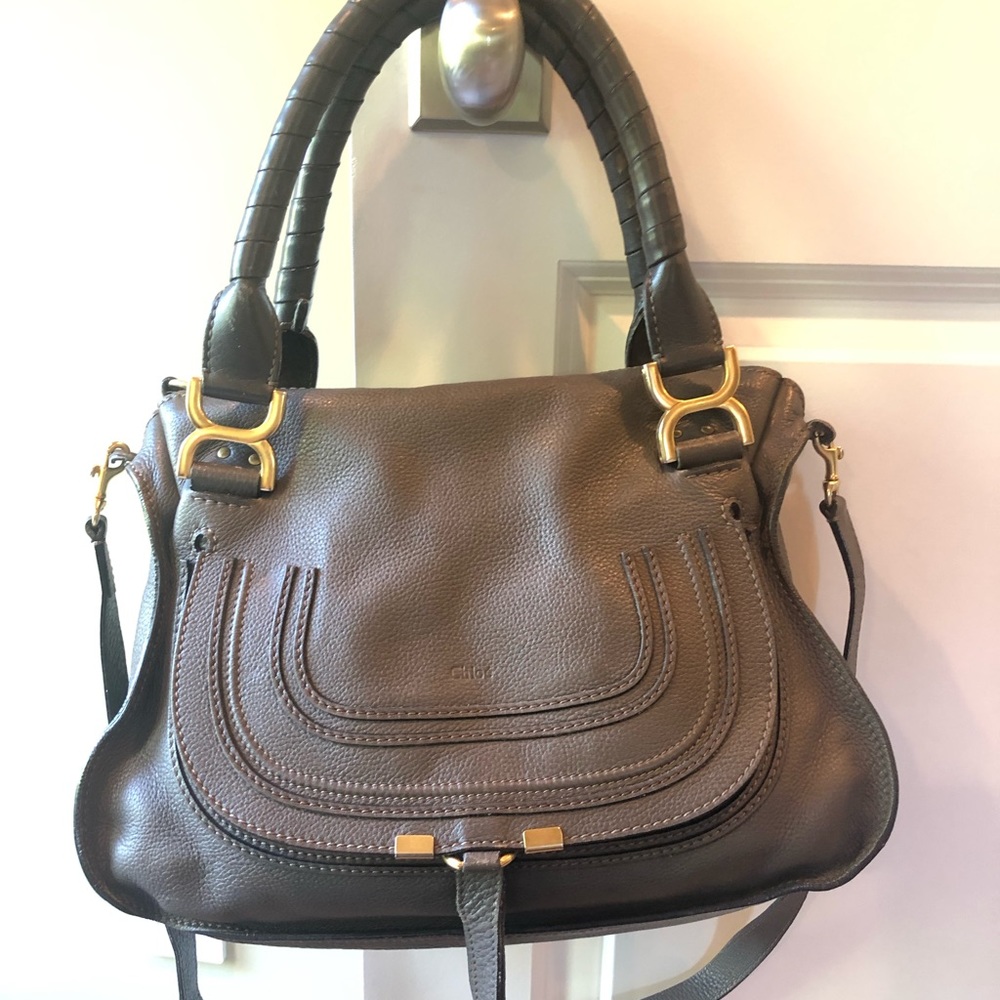 Chloe Marcie medium satchel in TAUPE GREY $2,490